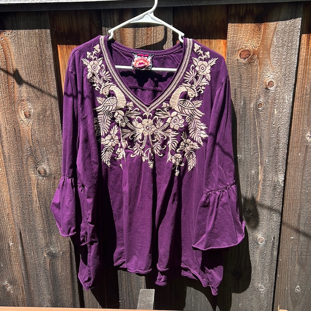 Johnny Was Embroidered Blouse cotton